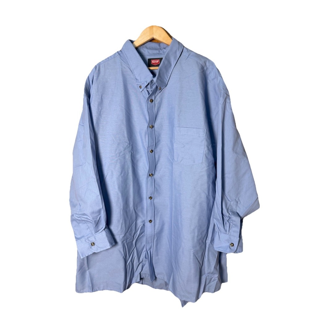 Red Kap Men's Blue Button Down Long Sleeve Industrial Work Shirt 5XL EUC